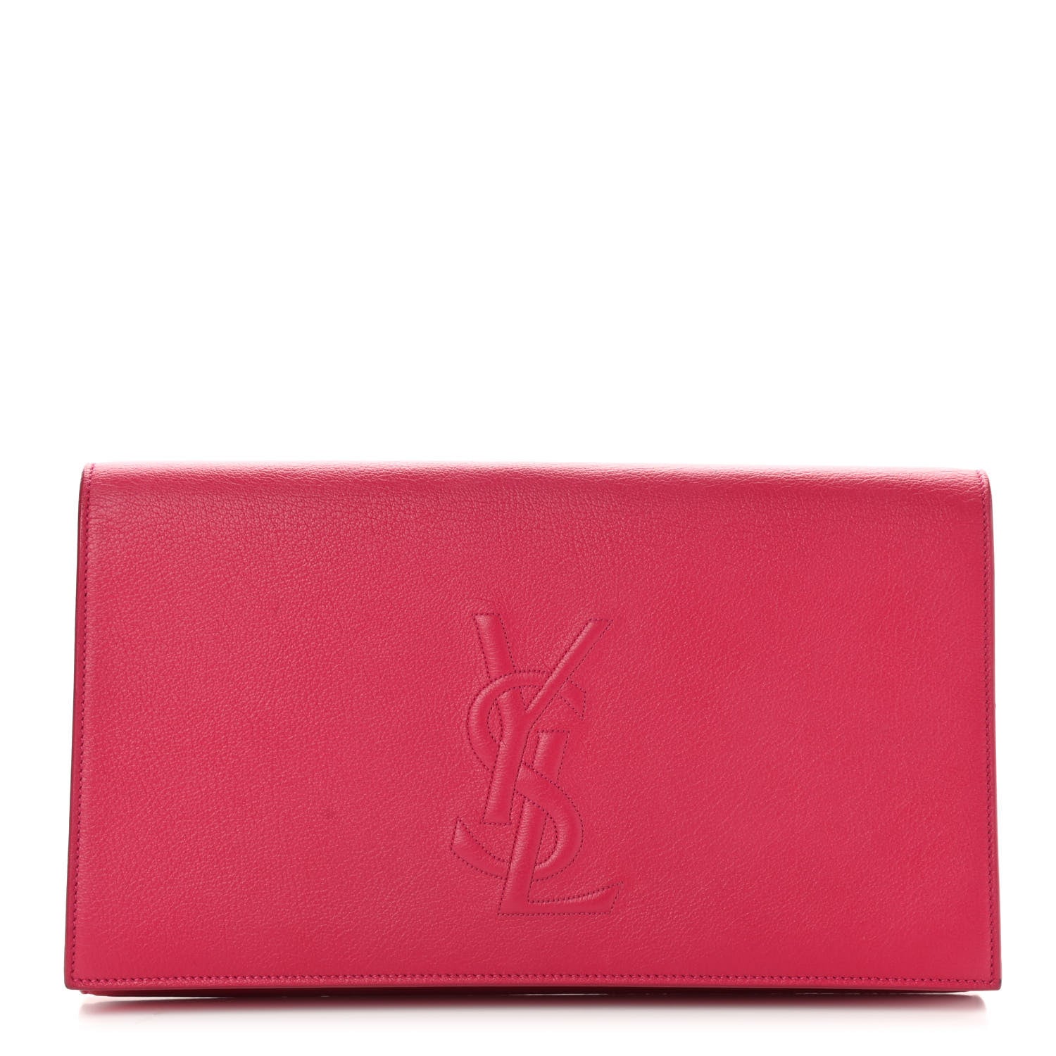 Saint Laurent Calfskin Monogram Large Belle De Jour Clutch Lipstick Fuchsia 1 of 7