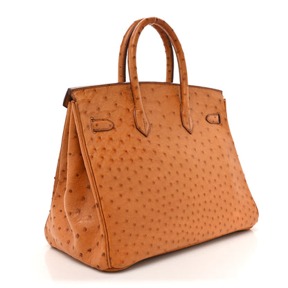 Hermes Ostrich Birkin 35 Gold 3 of 23