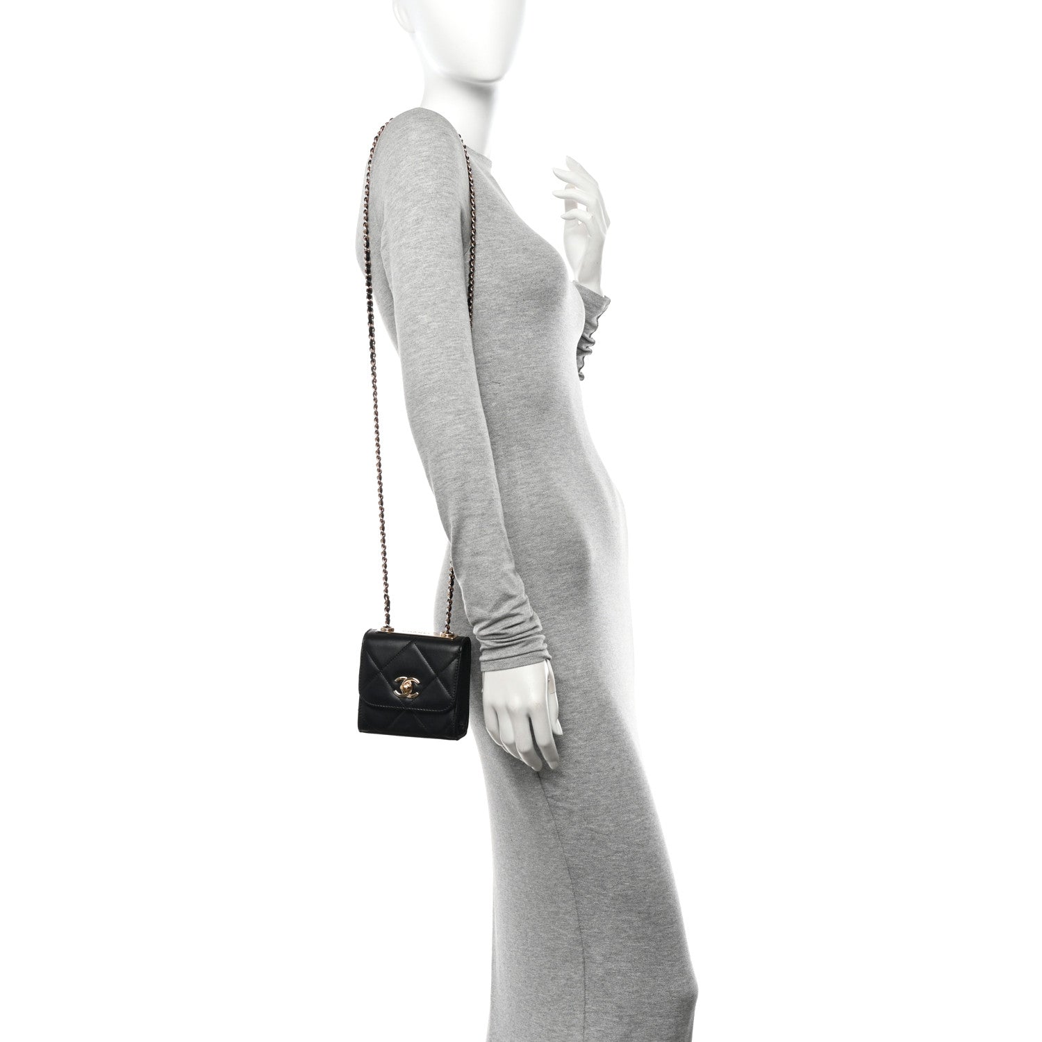 Chanel Lambskin Quilted Mini Trendy CC Clutch With Chain Black 2 of 11