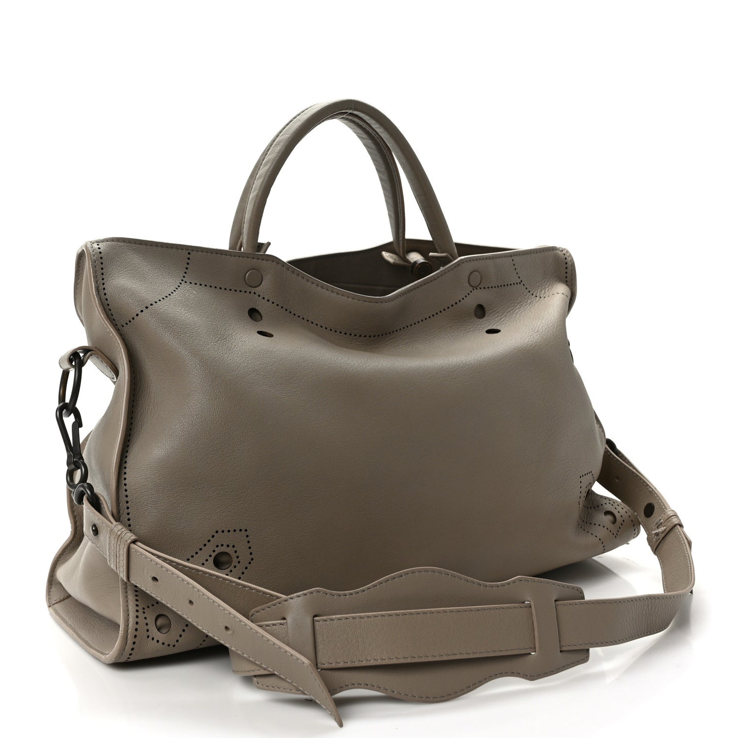 Veau Soyeux Perforated Blackout Hardware City Gris Cendre
