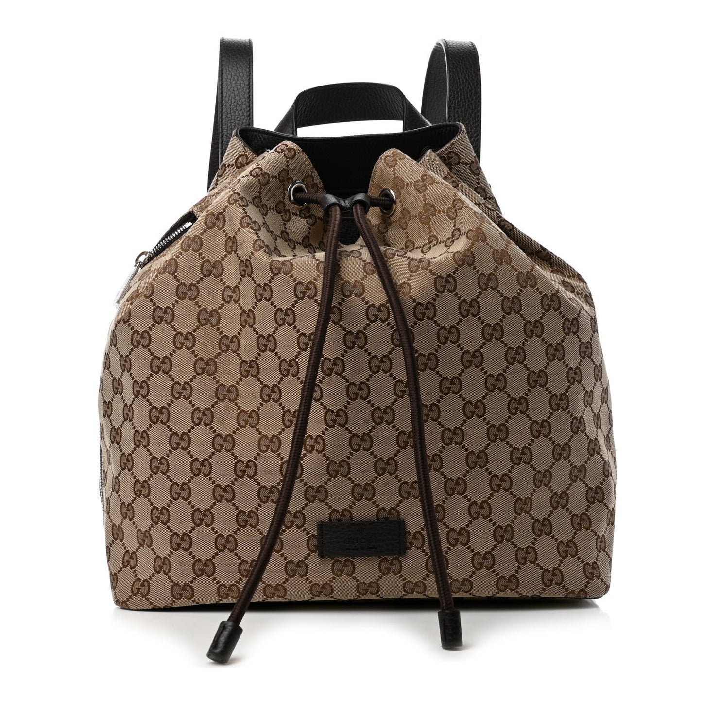 Monogram Dollar Calfskin O Drawstring Backpack Beige Ebony Testa di Moro Dark Chocolate