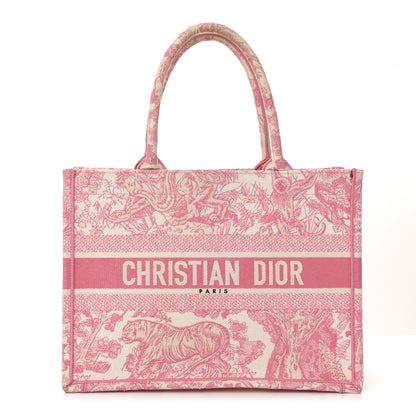 Christian Dior Canvas Embroidered Medium Dioriviera Toile De Jouy Book Tote Peony Pink 1 of 11