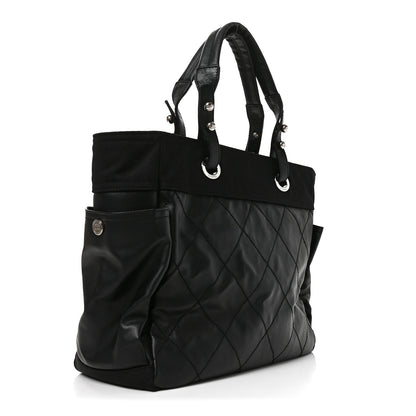 Chanel Coated Canvas Quilted Large Paris Biarritz Tote Black 3 of 10
