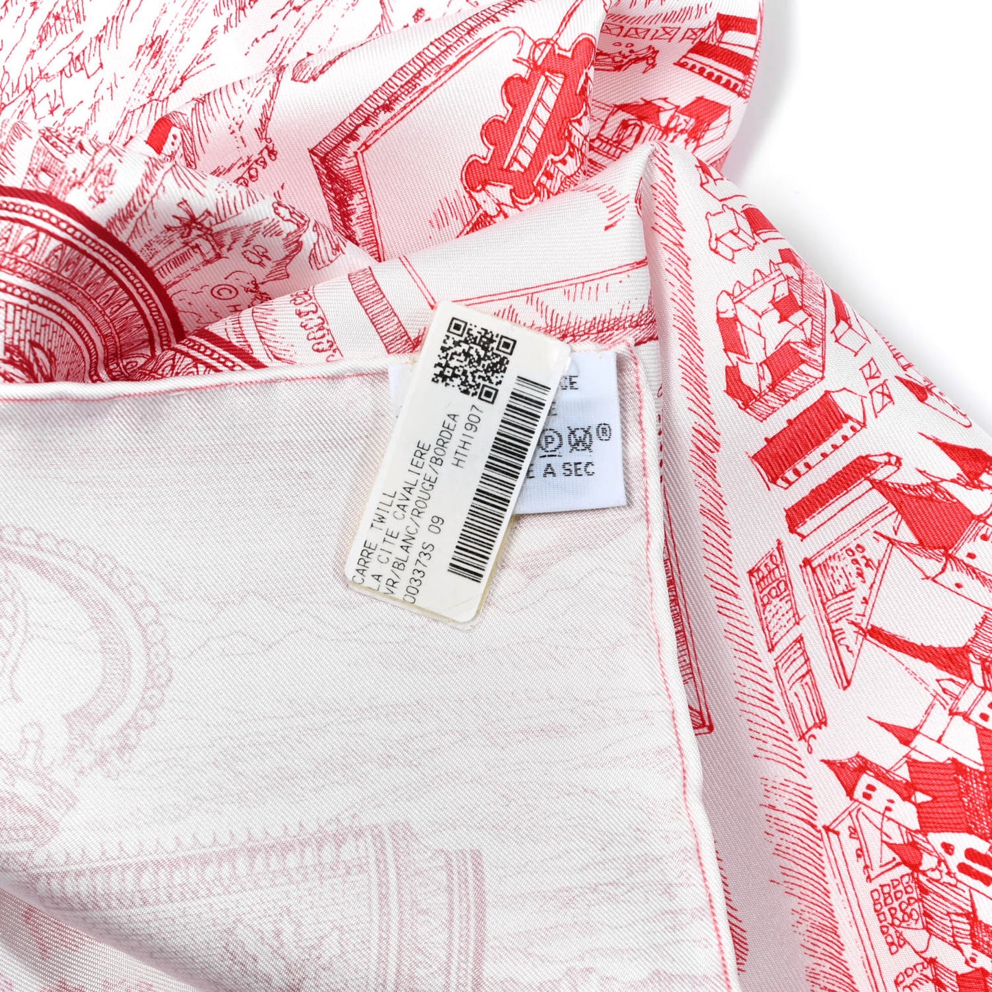 Silk La Cite Cavaliere Scarf 90 White Rouge Bordeaux