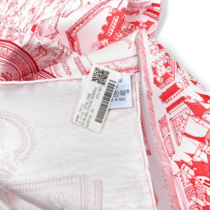 Hermes Silk La Cite Cavaliere Scarf 90 White Rouge Bordeaux 2 of 6