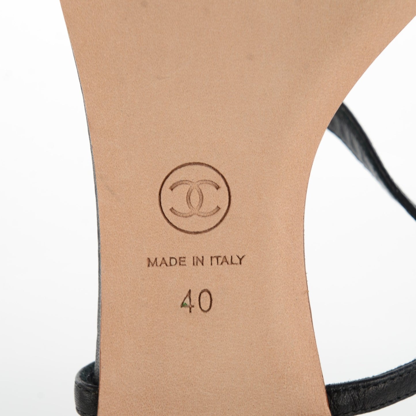 Leather CC Thong Sandals 40 Black