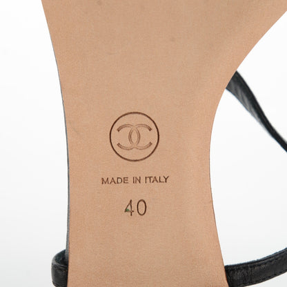 Chanel Leather CC Thong Sandals 40 Black 7 of 8