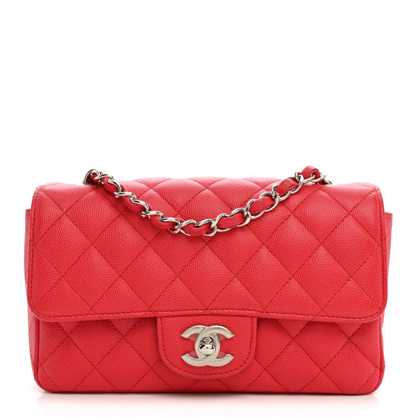 Caviar Quilted Mini Rectangular Flap Dark Pink
