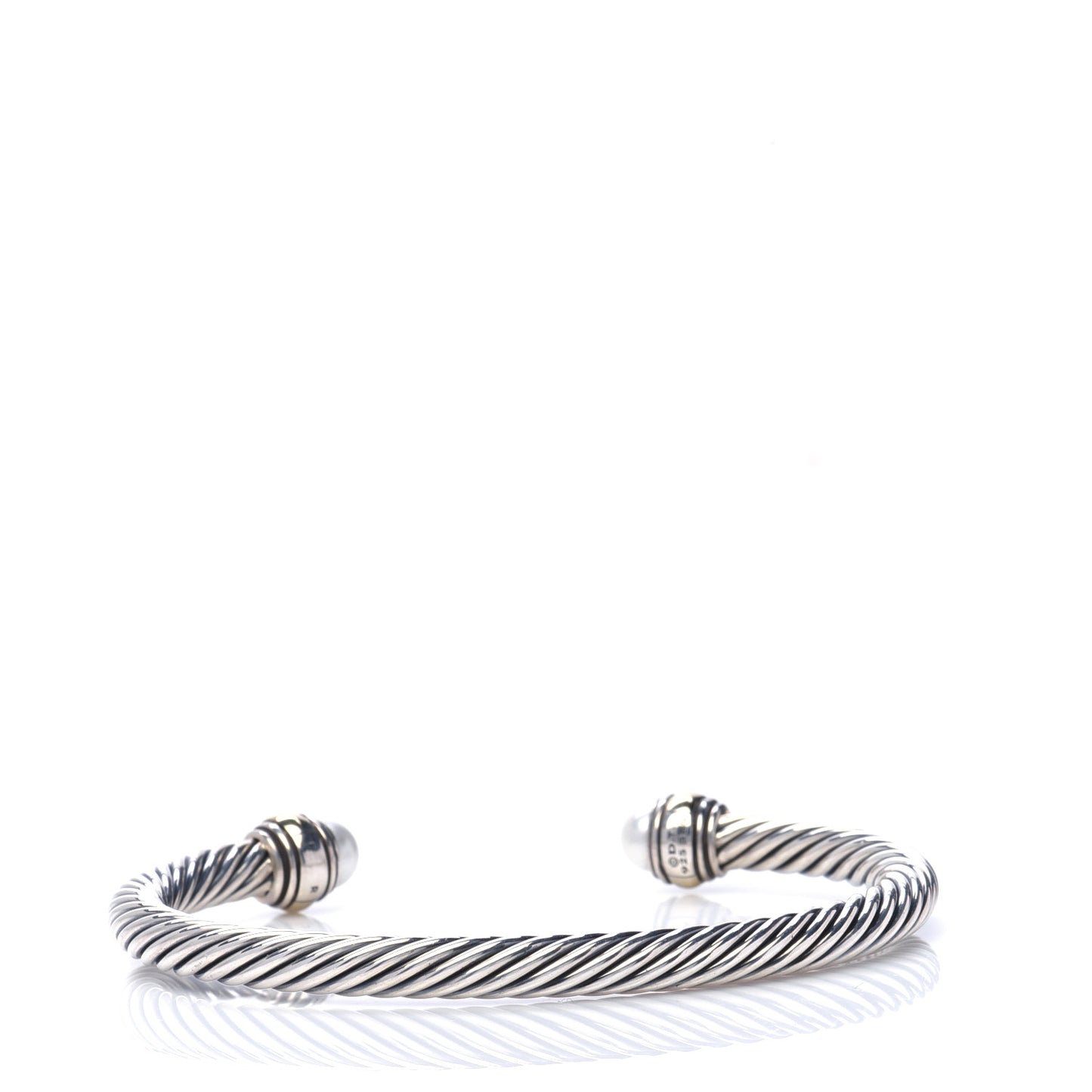 Sterling Silver 14K Yellow Gold Pearl 5mm Cable Classics Bracelet