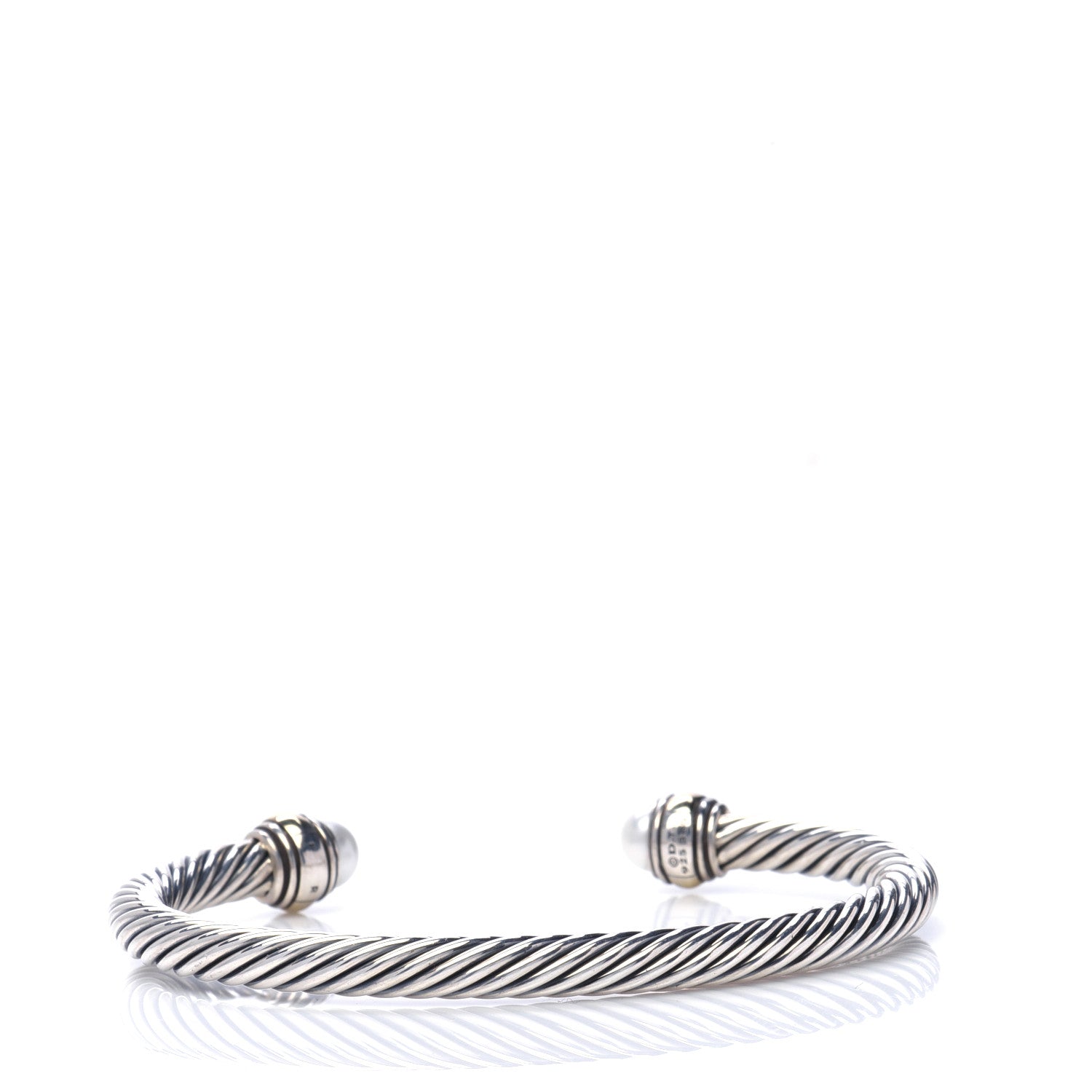 David Yurman Sterling Silver 14K Yellow Gold Pearl 5mm Cable Classics Bracelet 3 of 5