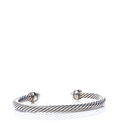David Yurman Sterling Silver 14K Yellow Gold Pearl 5mm Cable Classics Bracelet 3 of 5