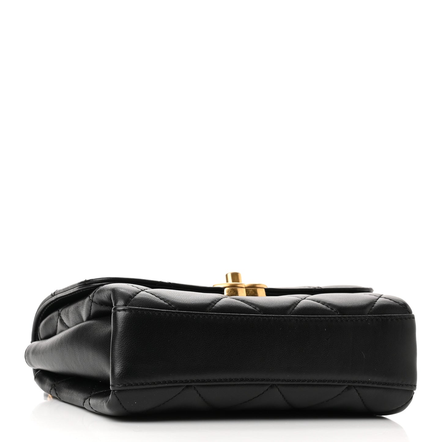 Lambskin Quilted Mini CC Crystal Logo Chain Flap Black