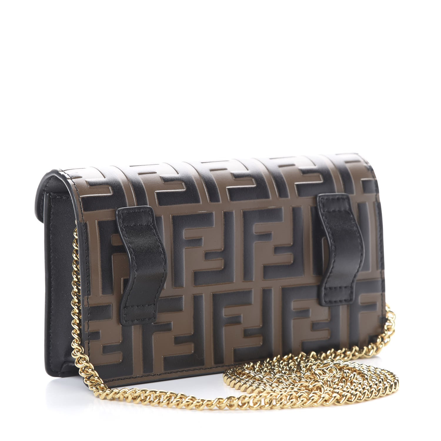 Fendi Vitello Liberty F is Fendi Bi-Color FF 1974 Embossed Envelope Belt Bag Maya Black 2 of 9