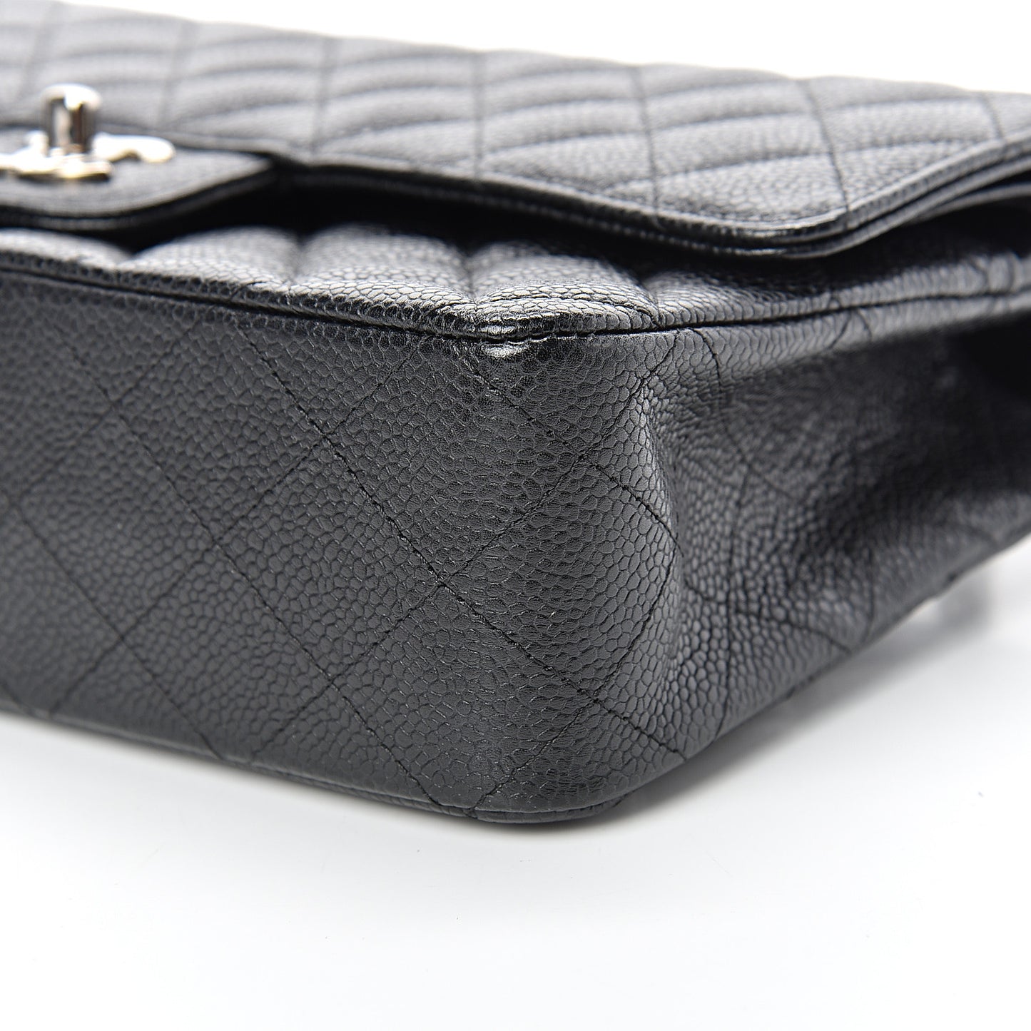 Caviar Quilted Medium Double Flap Black