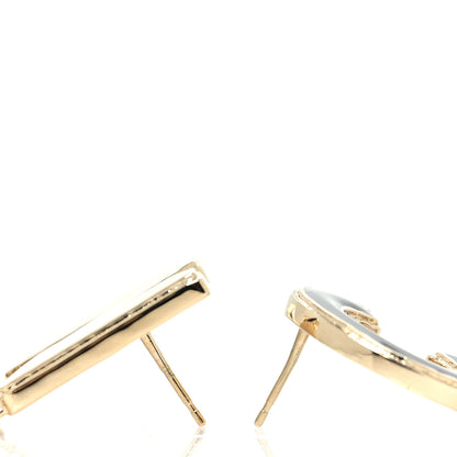 Chanel Metal Enamel Cha-Nel Logo Drop Earrings Black White 3 of 4