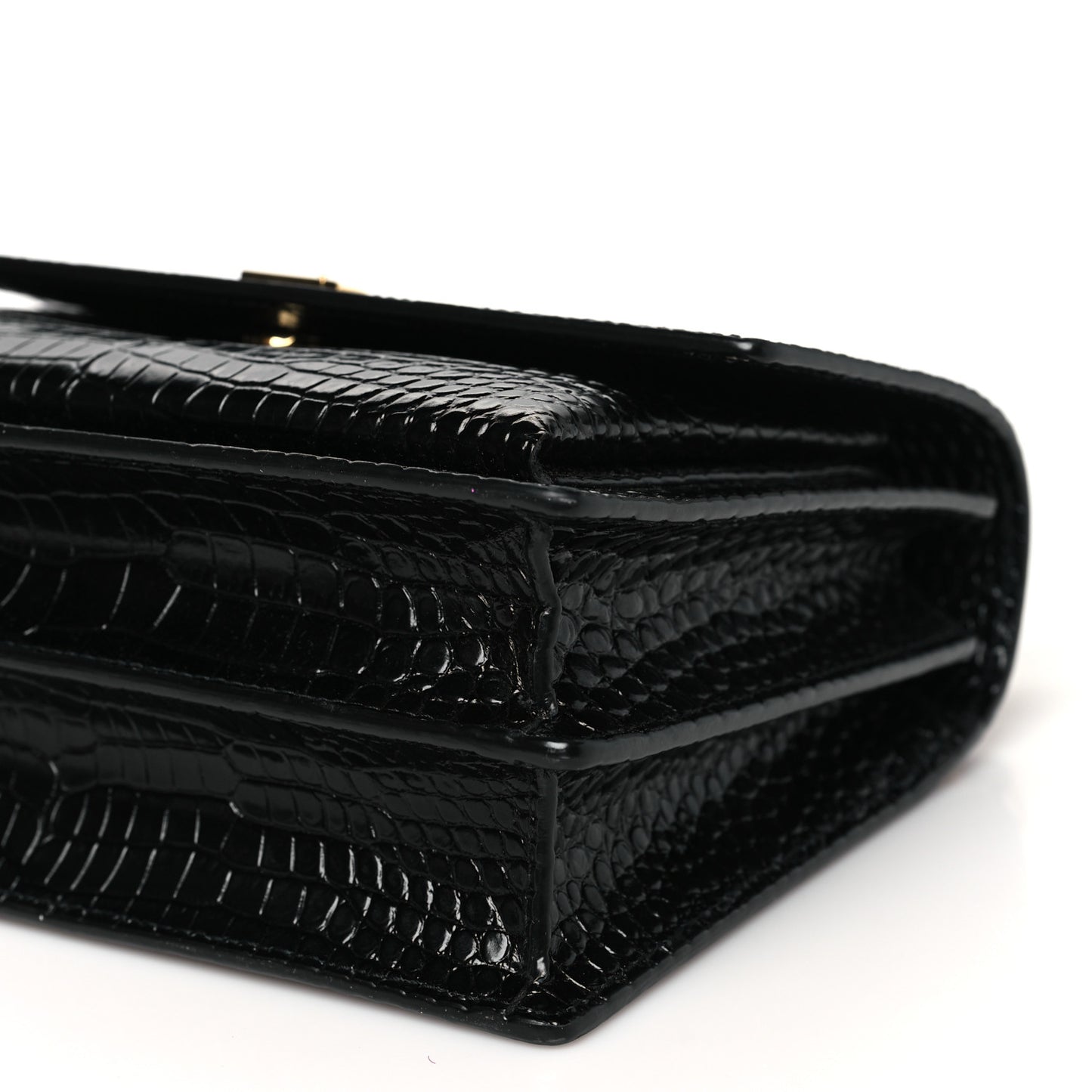 Calfskin Crocodile Embossed Medium Monogram Sunset Black