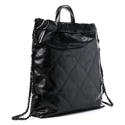 Chanel Shiny Calfskin Quilted Chanel 22 Backpack So Black 3 of 9