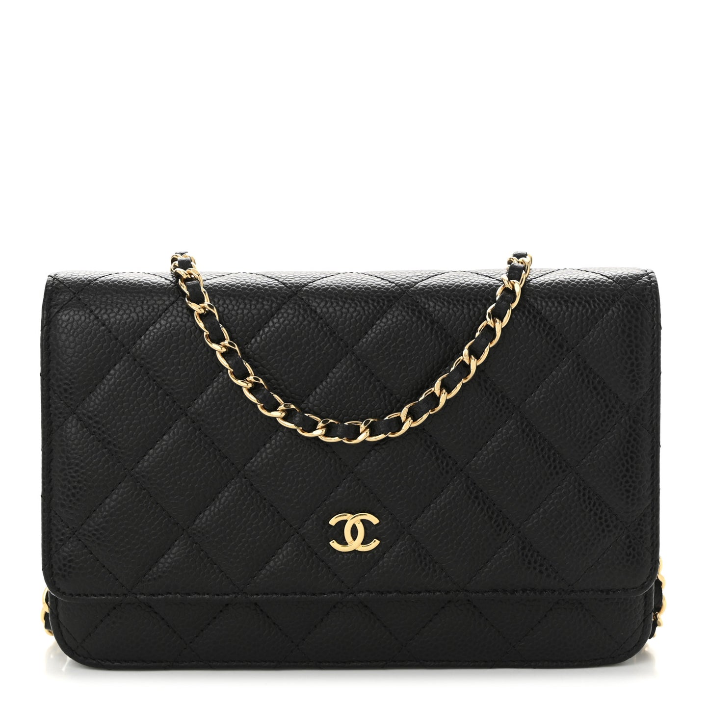 Caviar Quilted Wallet on Chain WOC Black