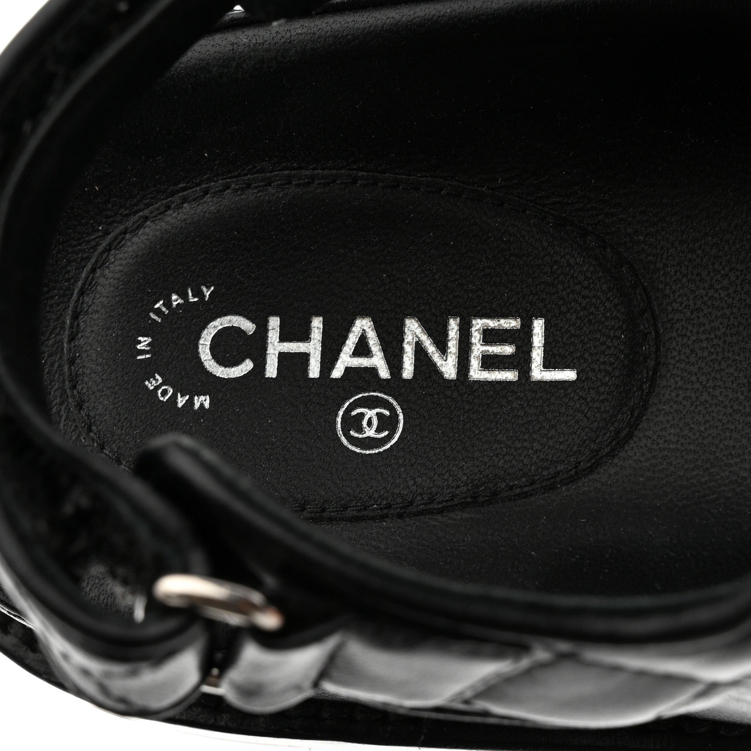 Chanel Lambskin Velcro Dad Sandals 38 Black 6 of 8
