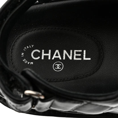 Chanel Lambskin Velcro Dad Sandals 38 Black 6 of 8