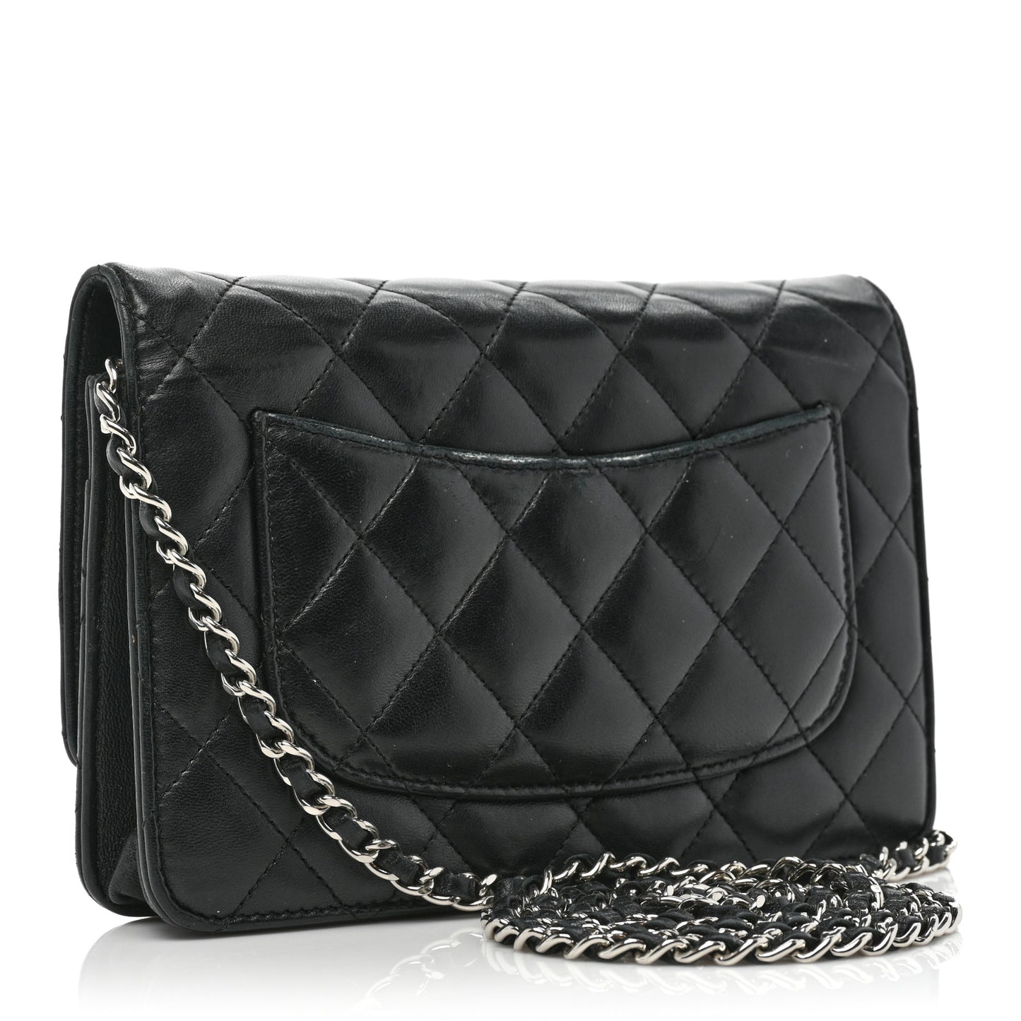 Lambskin Quilted Wallet On Chain WOC Black