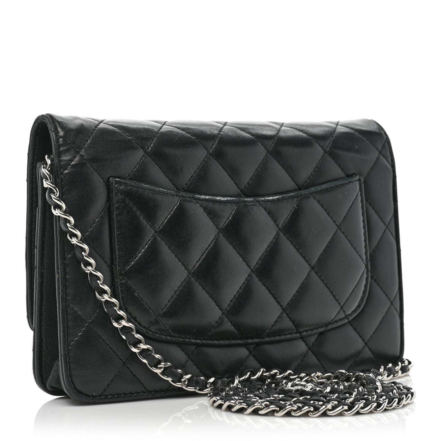 Chanel Lambskin Quilted Wallet On Chain WOC Black 3 of 10