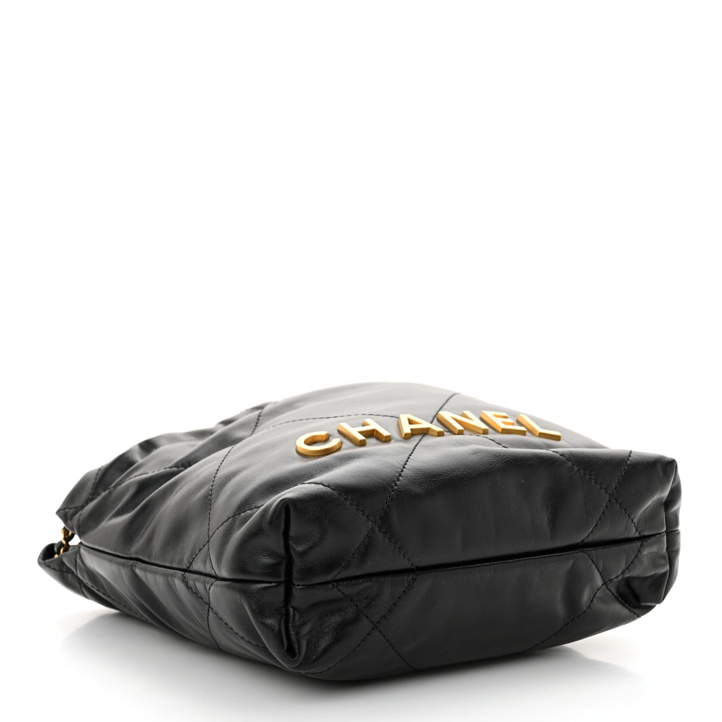 Shiny Calfskin Quilted Mini Chanel 22 Black