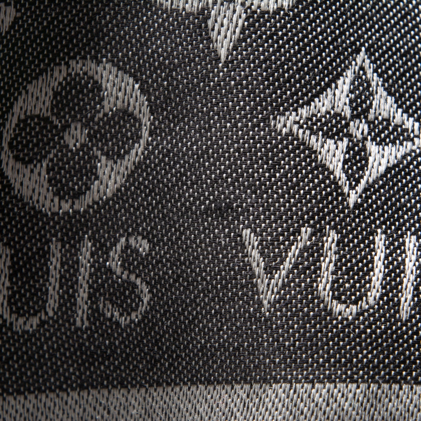 Wool Silk Monogram Denim Shawl Black