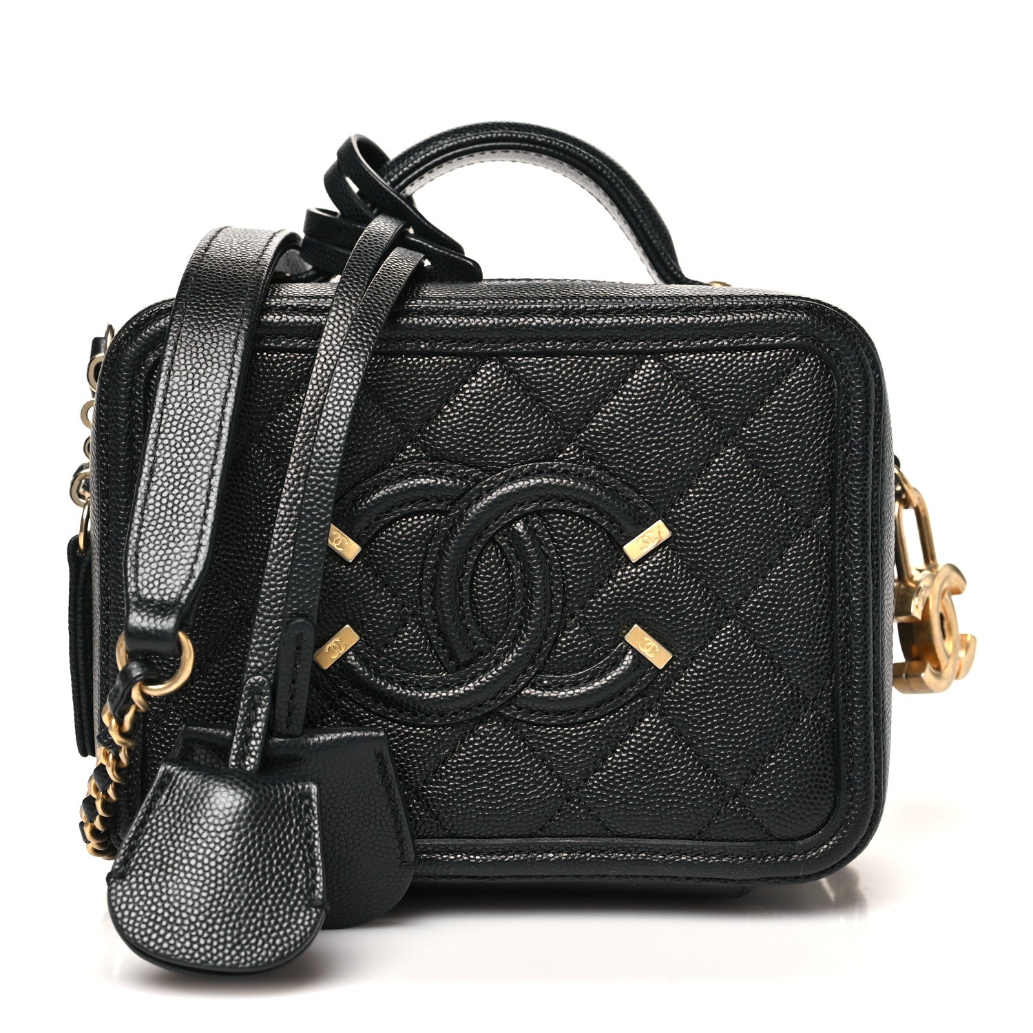 Chanel Caviar Quilted Small CC Filigree Vanity Case Black 1 of 12