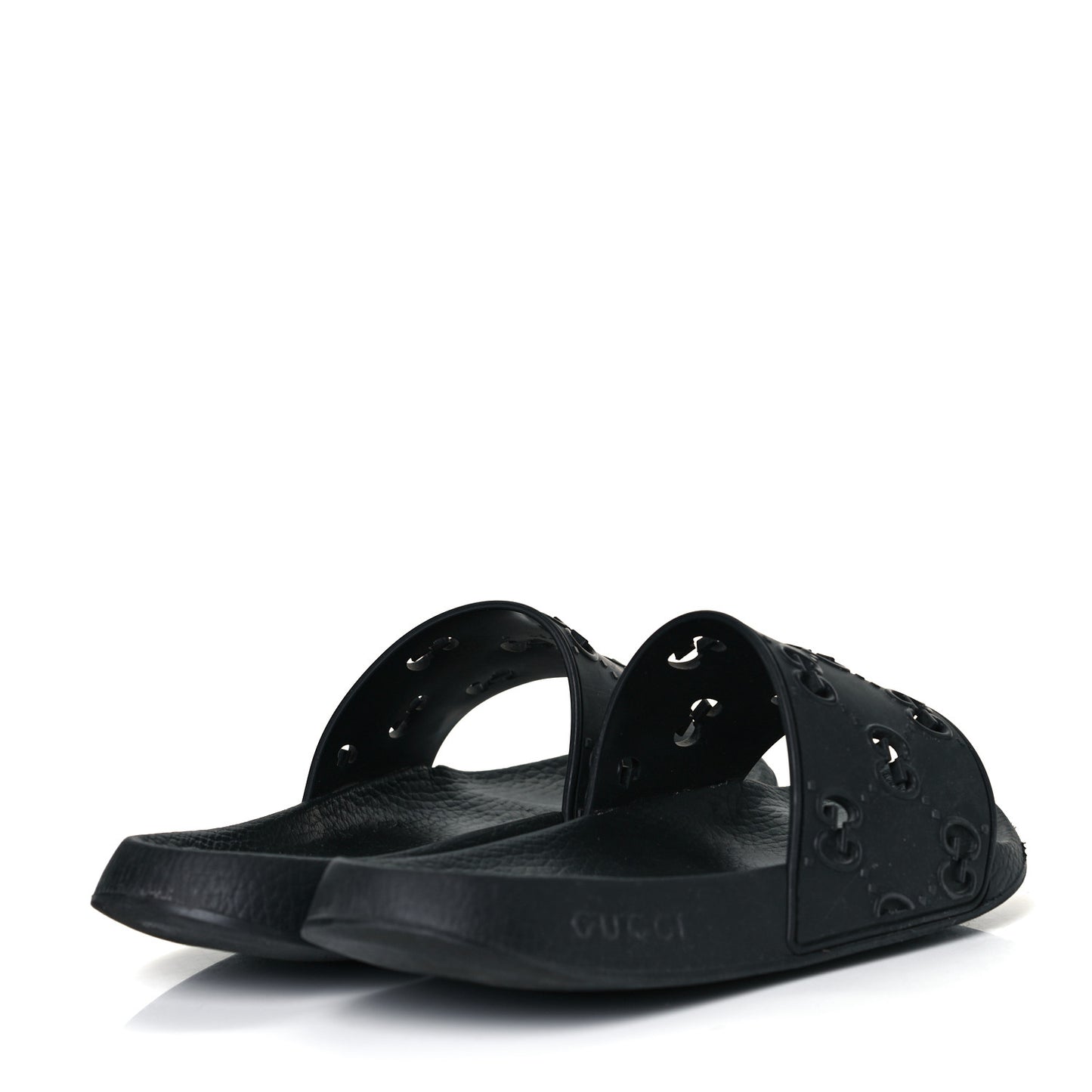 Rubber GG Monogram Mens Slide Sandals 7 Black