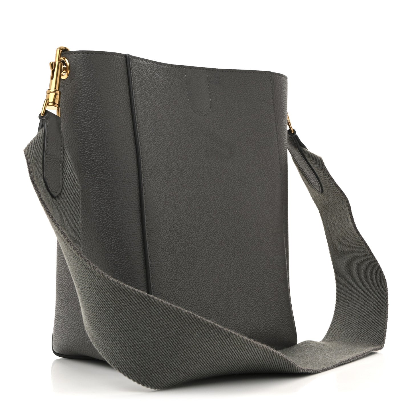 Soft Grained Calfskin Small Sangle Bucket Bag Kohl