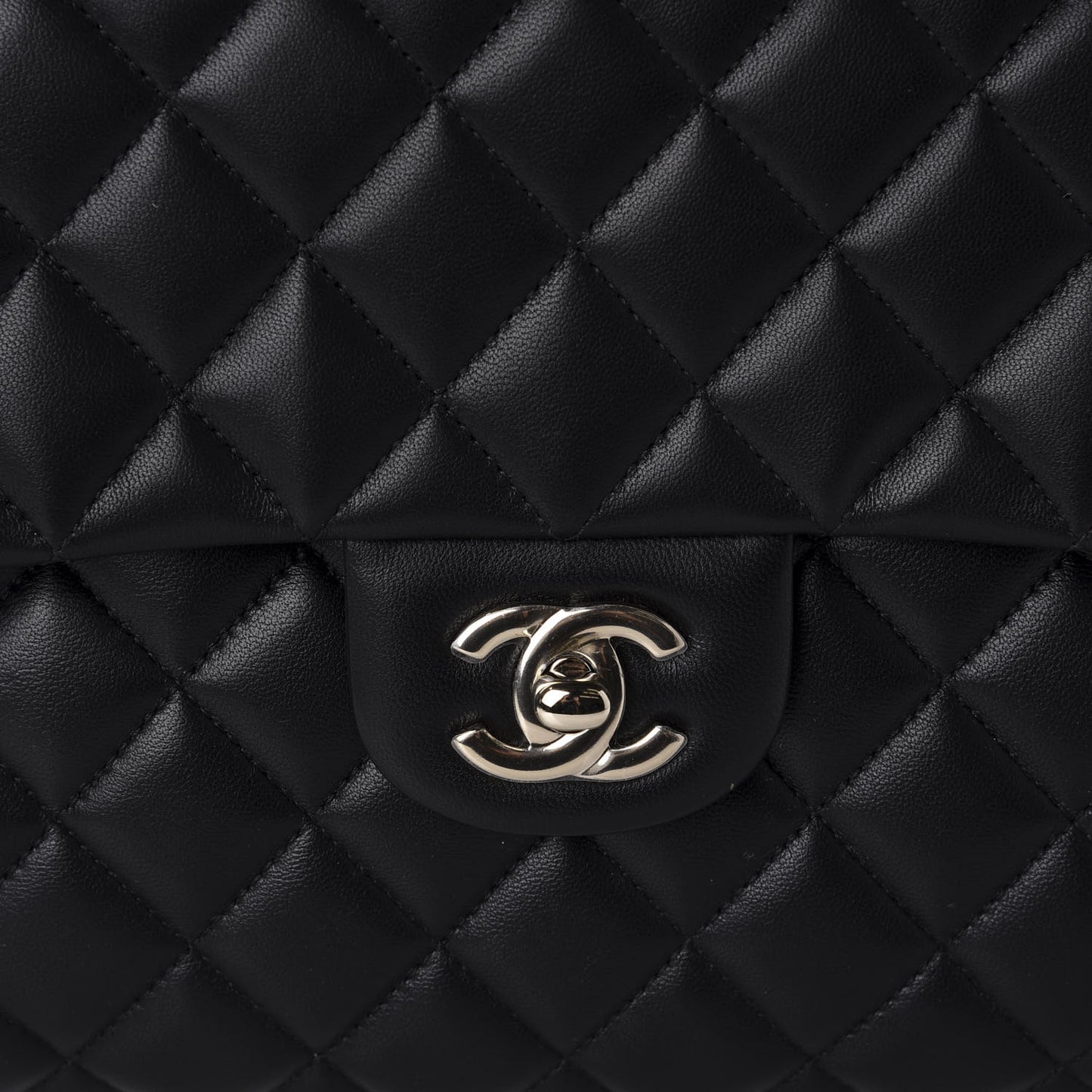 Lambskin Quilted Flap Clutch Black