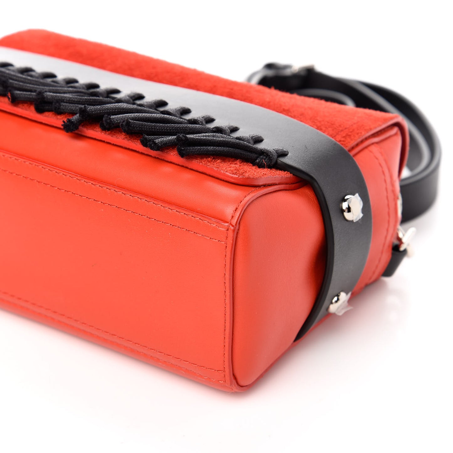 Lambskin Suede Bi-Color Fringe Small Bianca Handbag Rosso