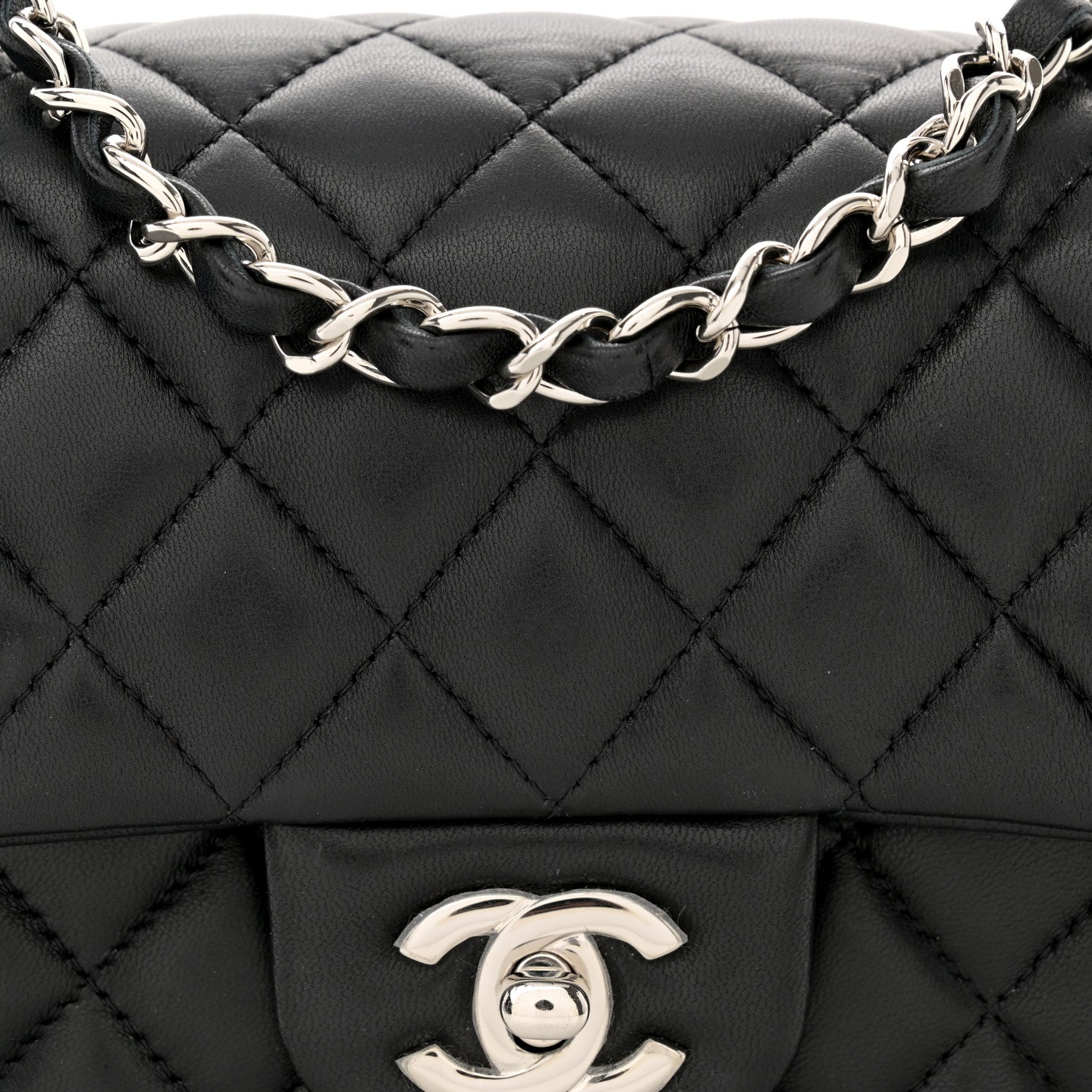 Chanel Lambskin Quilted Mini Square Flap Black 8 of 11