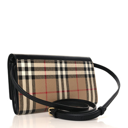Burberry Calfskin Vintage Check Hannah Wallet with Detachable Strap Black 3 of 8