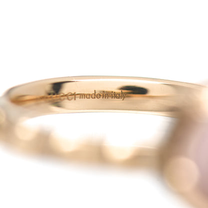 Gucci 18K Yellow Gold Pink Opal Diamond Le Marché Des Merveilles Feline Ring 56 7.5 5 of 5