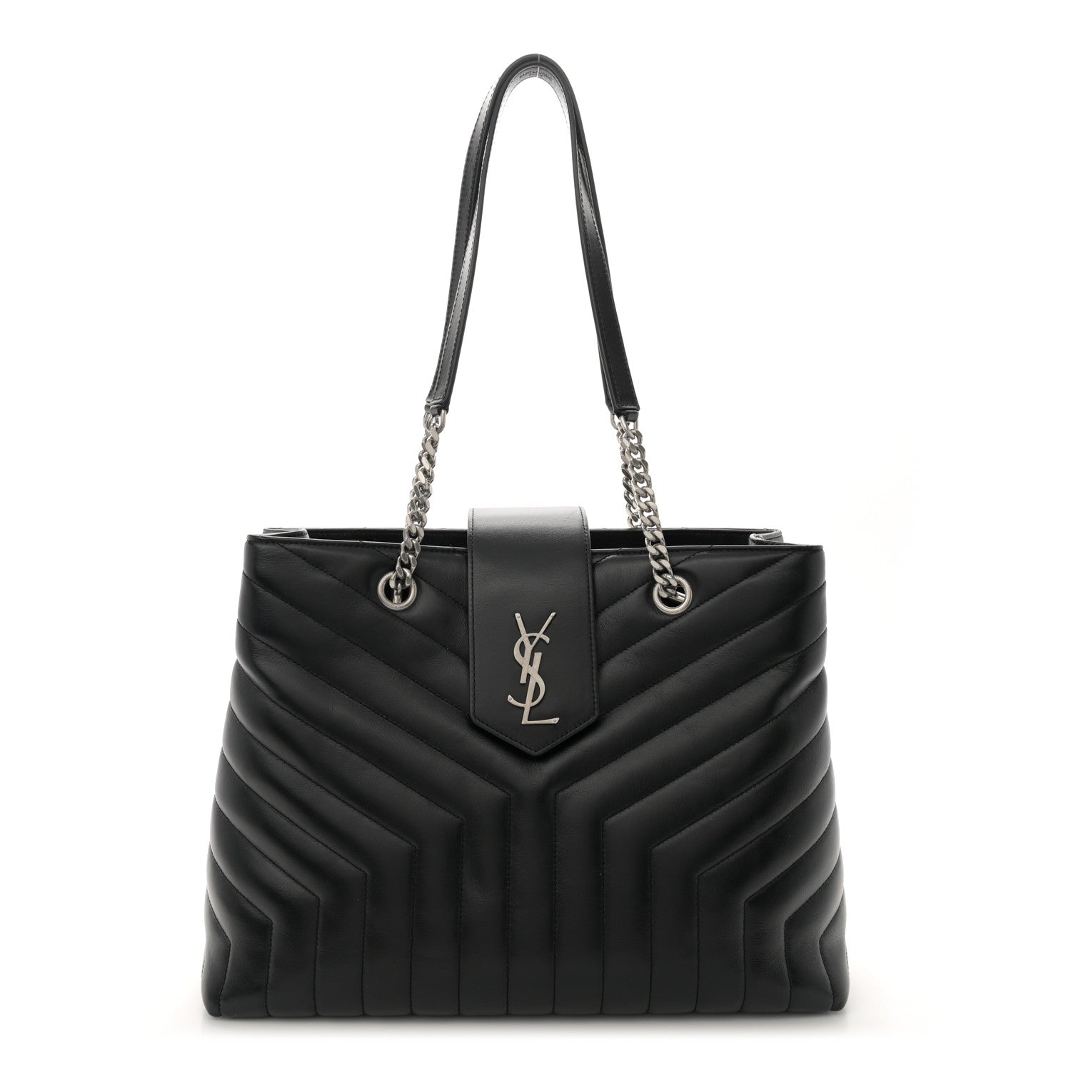 Saint Laurent Calfskin Y Quilted Monogram Large Loulou Shopper Black 1 of 11
