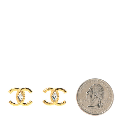 Chanel Metal Crystal CC Marquise Earrings Gold 2 of 5