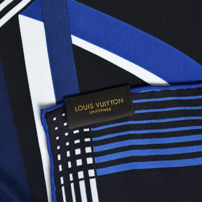 Louis Vuitton Silk Square Scarf Black Blue 5 of 5