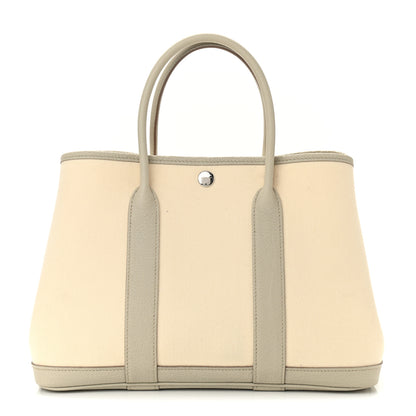Hermes Chevron Herringbone Toile Negonda Garden Party 30 TPM Tote Nata Beton 1 of 11
