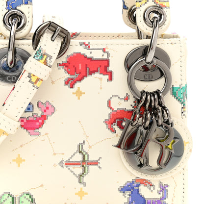 Christian Dior Smooth Calfskin Zodiac Pixel Printed Micro Lady Dior White Multicolor 8 of 10