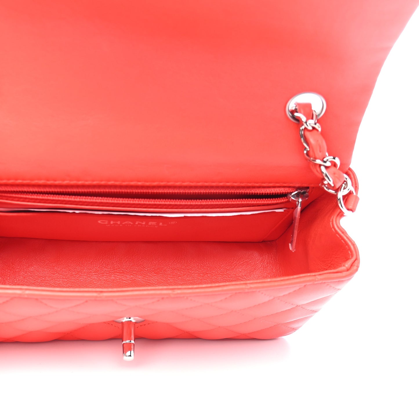 Lambskin Quilted Mini Rectangular Flap Red