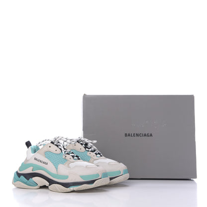 Balenciaga Fabric Mesh Womens Triple S Sneakers 38 White Green Grye 10 of 10