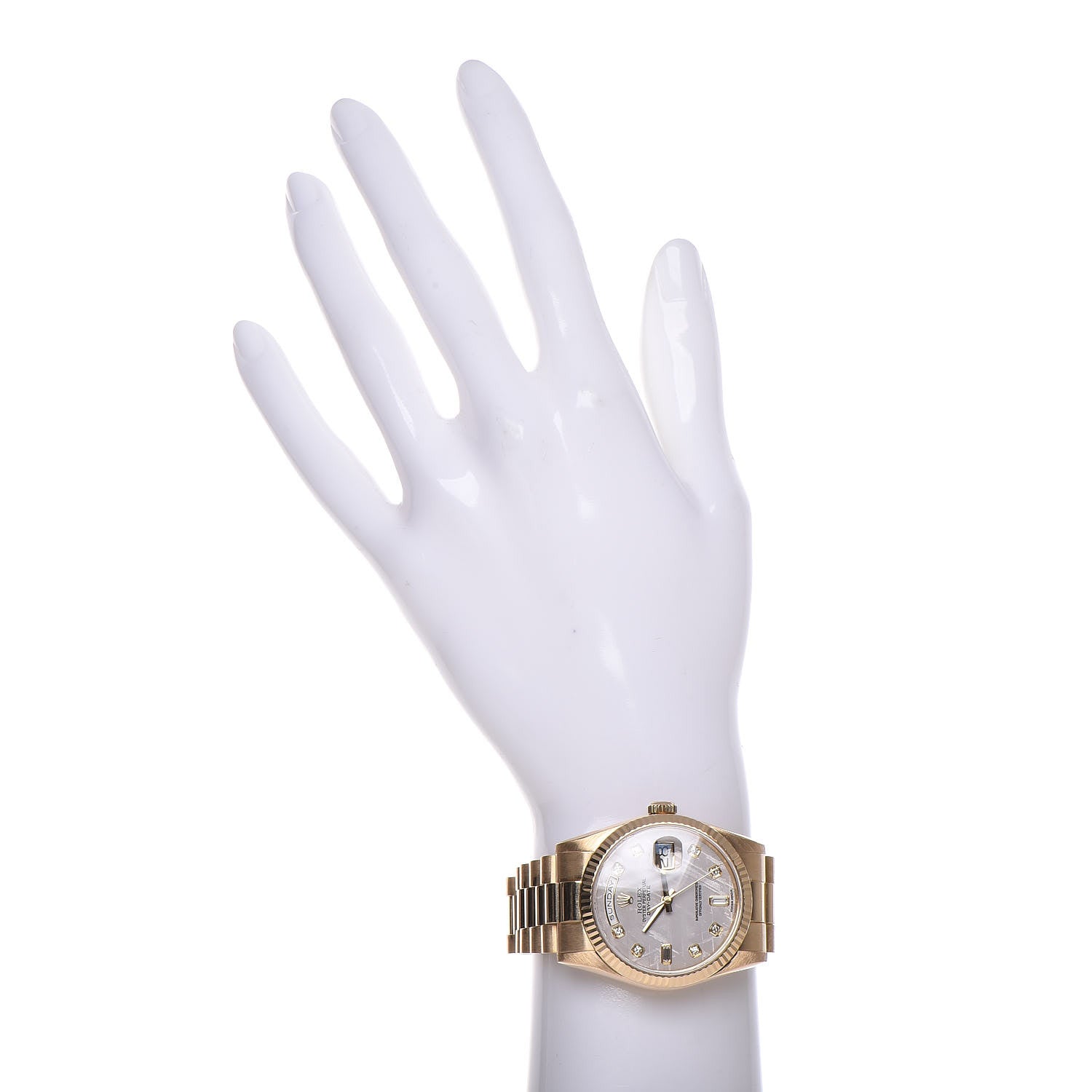 Rolex 18K Yellow Gold Diamond Meteorite 36mm Oyster Perpetual Day-Date Watch 118238 2 of 9