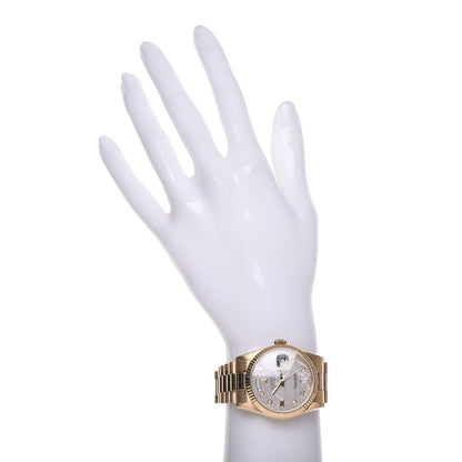 Rolex 18K Yellow Gold Diamond Meteorite 36mm Oyster Perpetual Day-Date Watch 118238 2 of 9