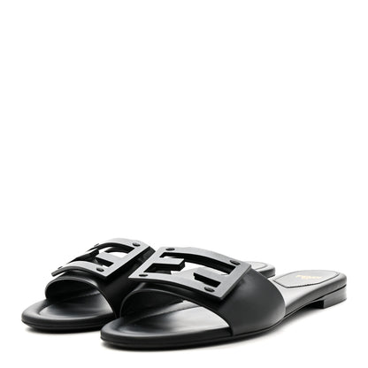 Fendi Vitello Cuoio Baguette Flat Slide Sandals 39.5 Black 4 of 9