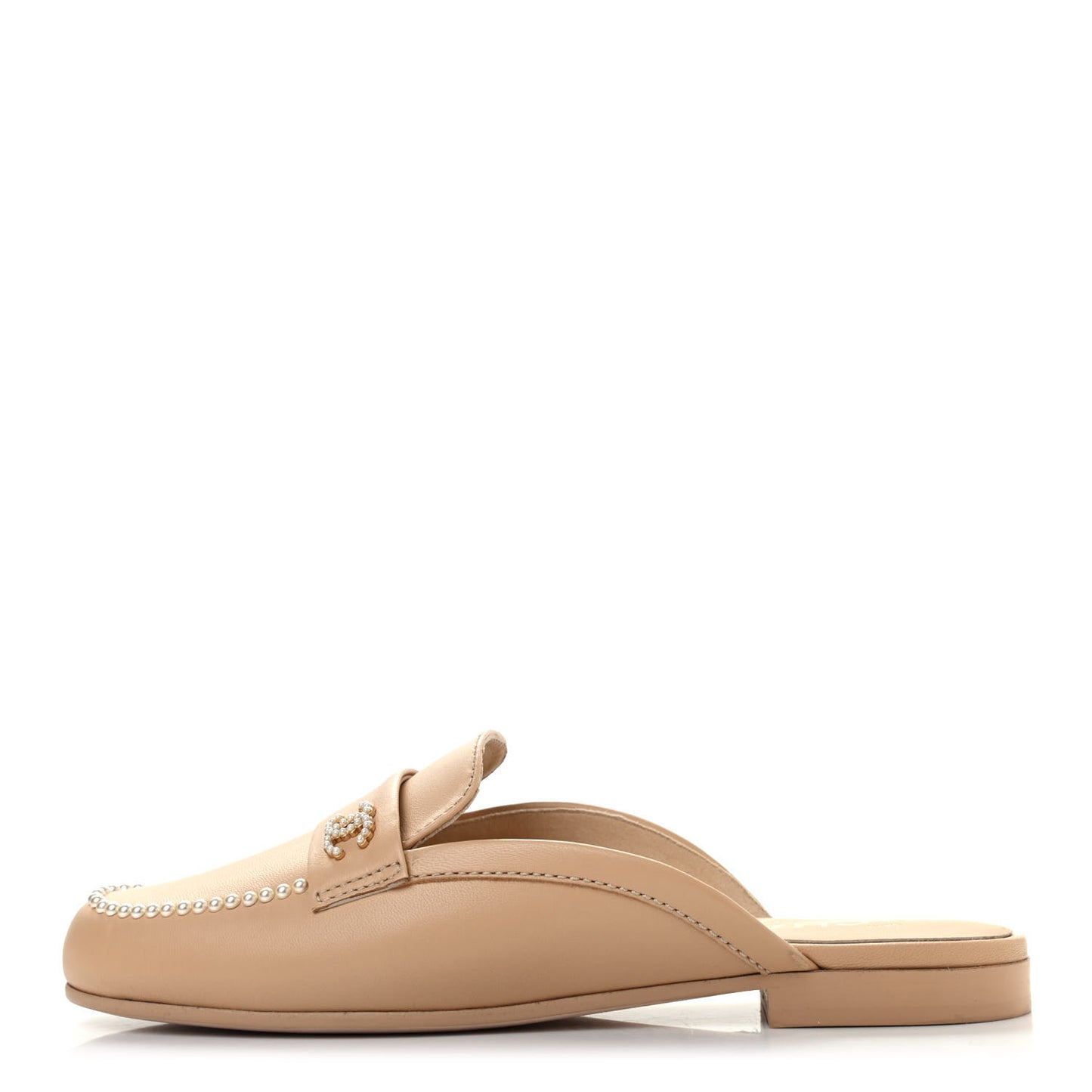 Lambskin Pearl CC Mules 37.5 Beige