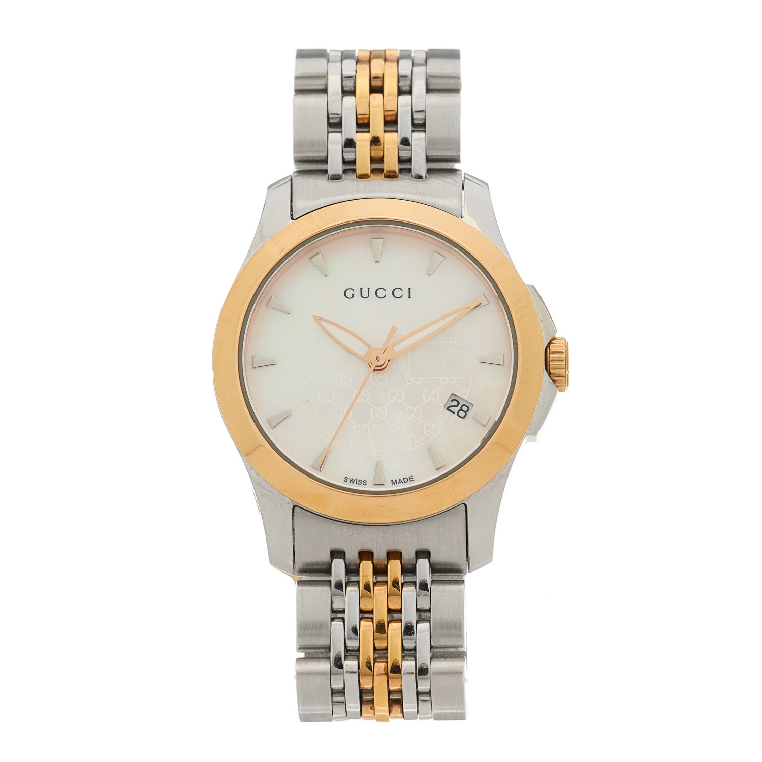Gucci Stainless Steel Mother of Pearl 27mm G-Timeless Two Tone Quartz Watch 1 of 4