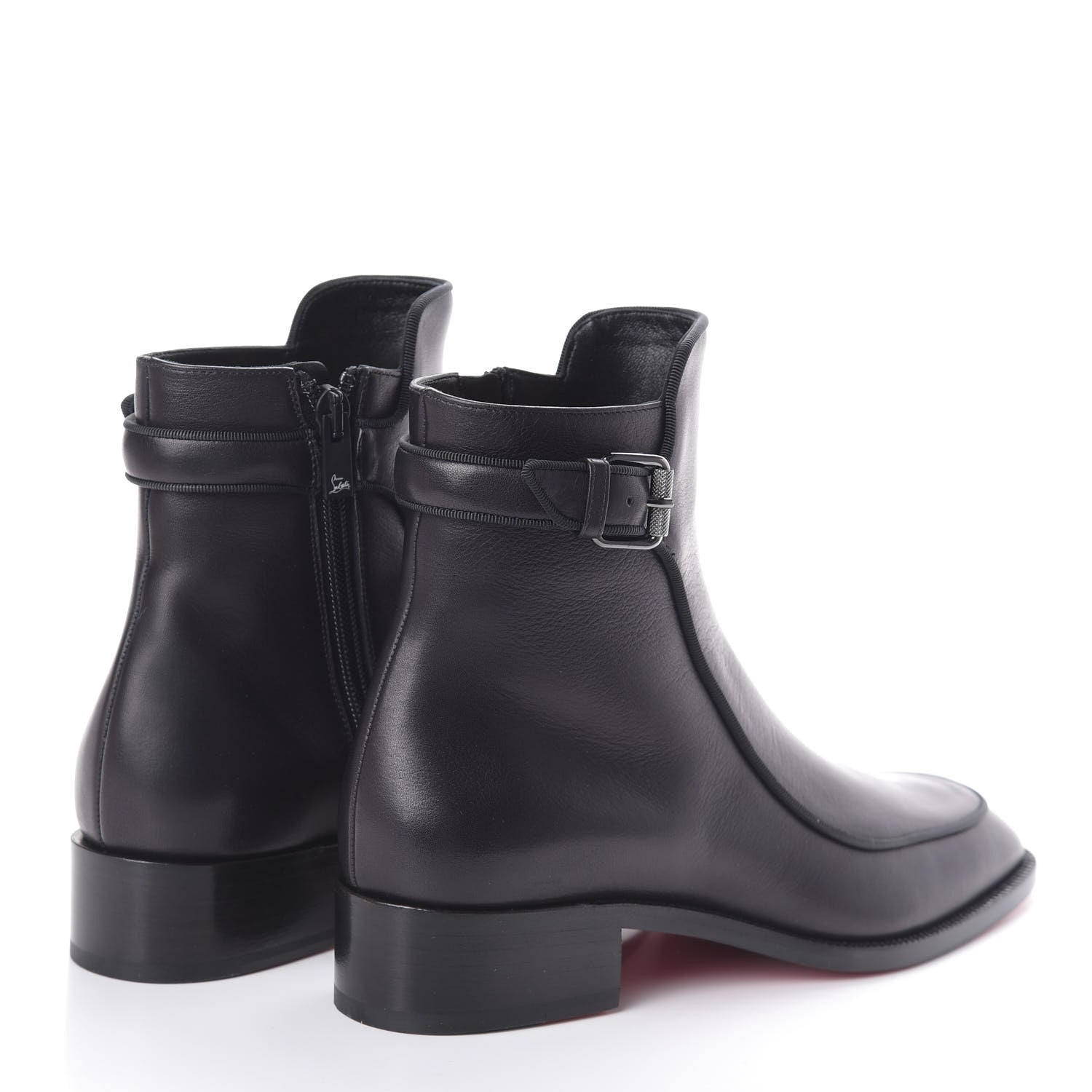 Christian Louboutin Calfskin Ecritoir Flat Ankle Boots 36.5 Black 4 of 7