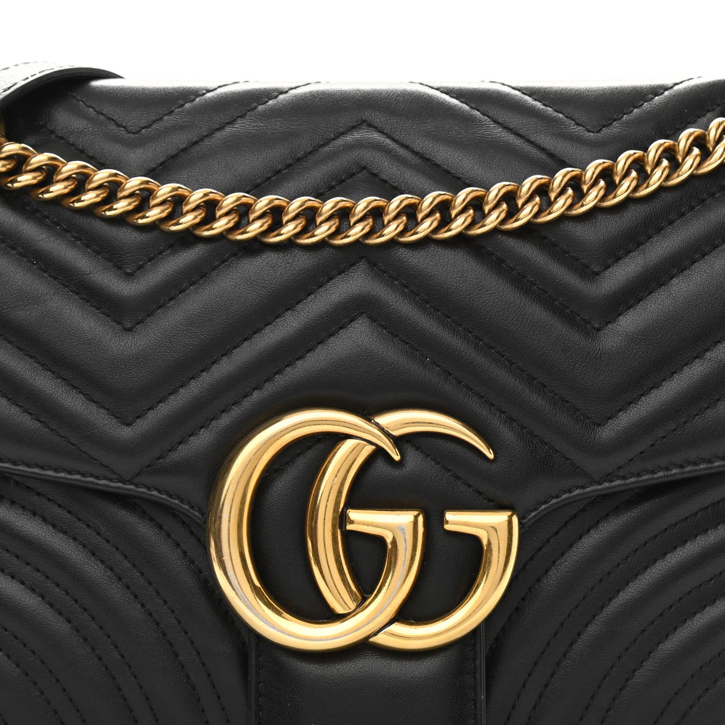 Calfskin Matelasse Medium GG Marmont Shoulder Bag Black